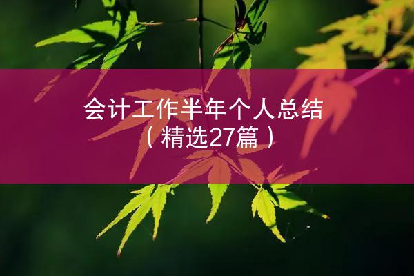 会计工作半年个人总结（精选27篇）