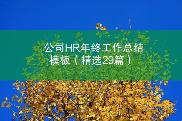 公司HR年终工作总结模板（精选29篇）