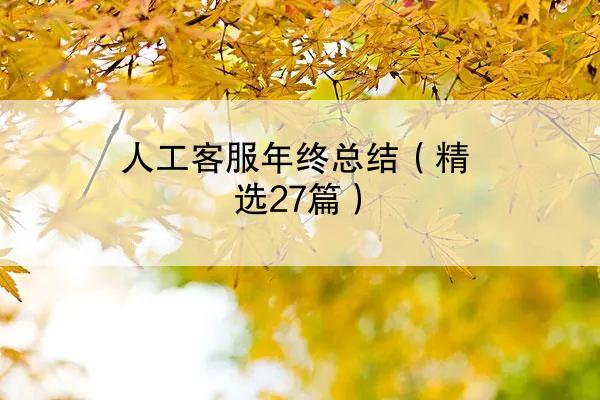 人工客服年终总结（精选27篇）