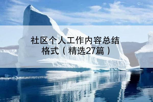 社区个人工作内容总结格式（精选27篇）