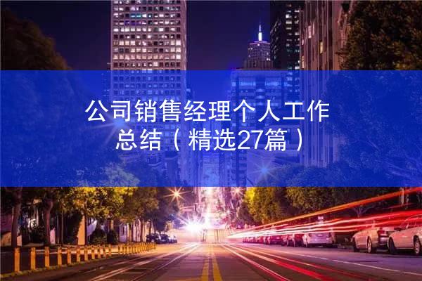 公司销售经理个人工作总结（精选27篇）