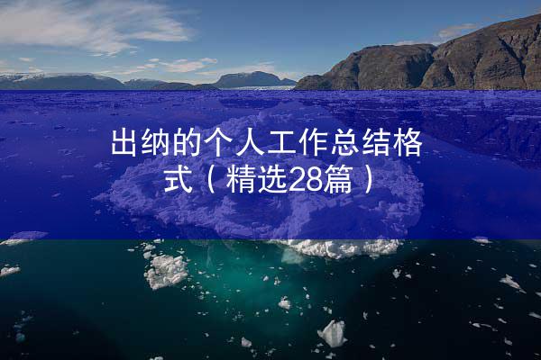 出纳的个人工作总结格式（精选28篇）