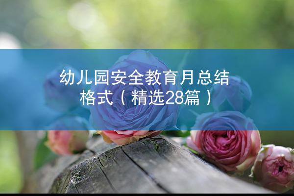 幼儿园安全教育月总结格式（精选28篇）