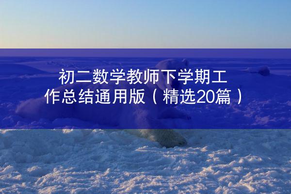 初二数学教师下学期工作总结通用版（精选20篇）