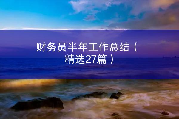 财务员半年工作总结（精选27篇）