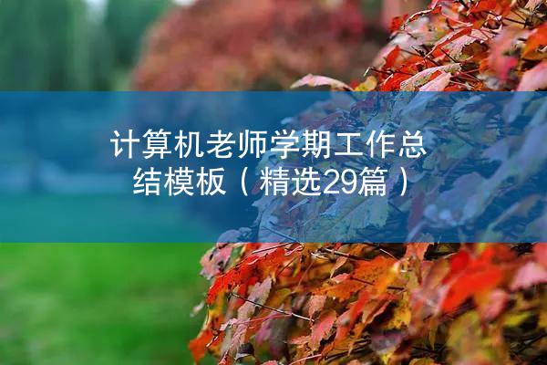 计算机老师学期工作总结模板（精选29篇）