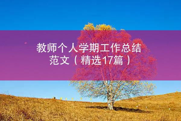 教师个人学期工作总结范文（精选17篇）