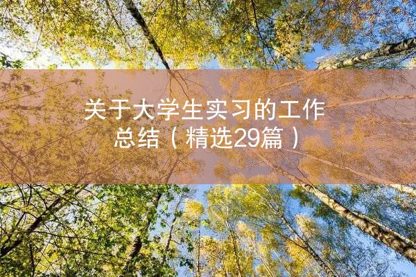 关于大学生实习的工作总结（精选29篇）