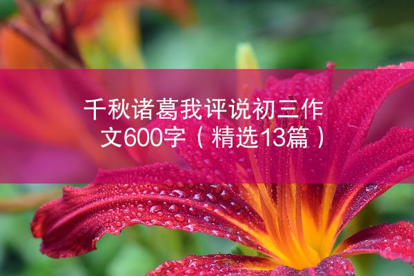 千秋诸葛我评说初三作文600字（精选13篇）