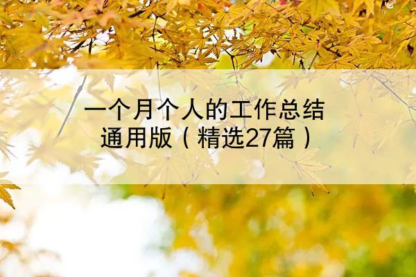 一个月个人的工作总结通用版（精选27篇）