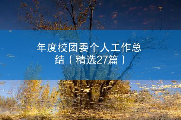 年度校团委个人工作总结（精选27篇）