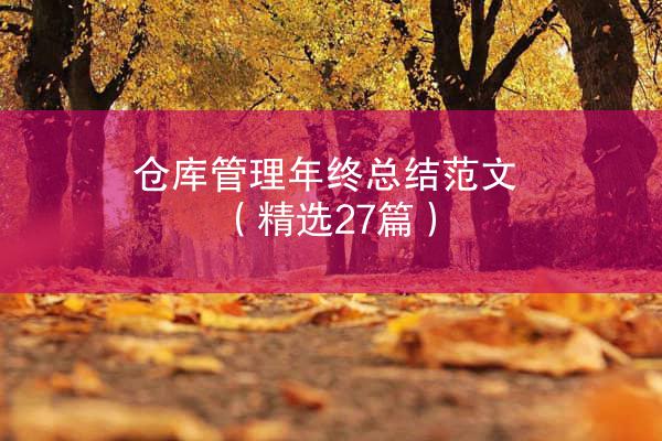 仓库管理年终总结范文（精选27篇）