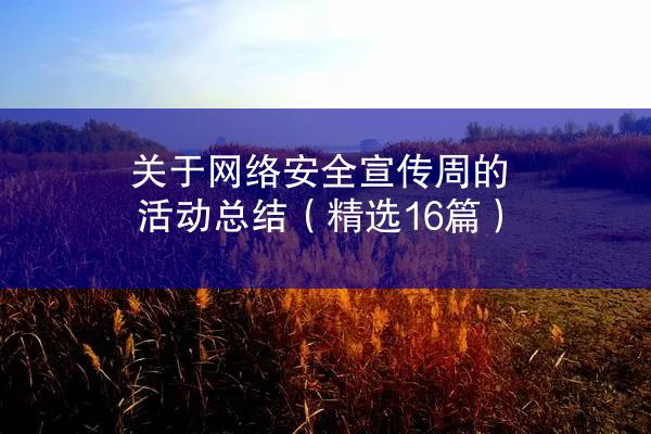 关于网络安全宣传周的活动总结（精选16篇）