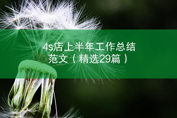 4s店上半年工作总结范文（精选29篇）