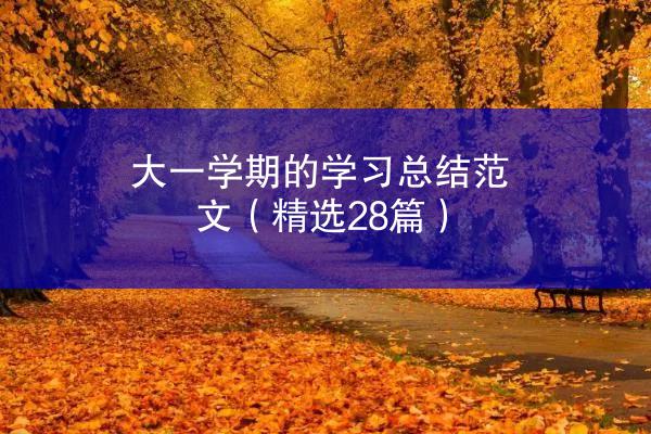 大一学期的学习总结范文（精选28篇）