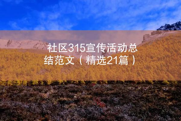 社区315宣传活动总结范文（精选21篇）