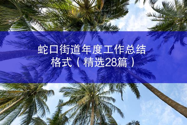 蛇口街道年度工作总结格式（精选28篇）