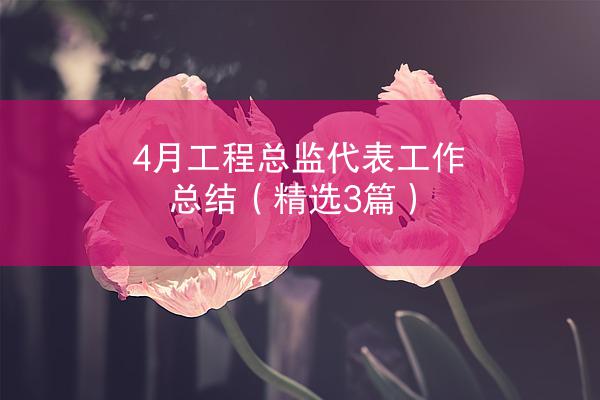 4月工程总监代表工作总结（精选3篇）