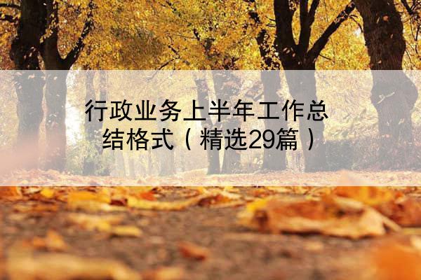 行政业务上半年工作总结格式（精选29篇）