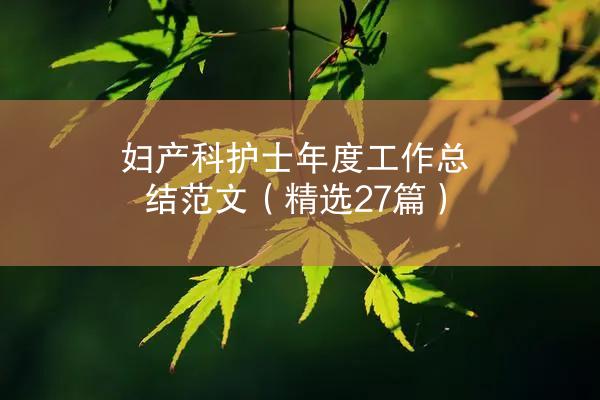 妇产科护士年度工作总结范文（精选27篇）