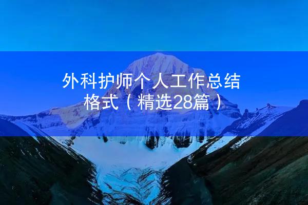 外科护师个人工作总结格式（精选28篇）