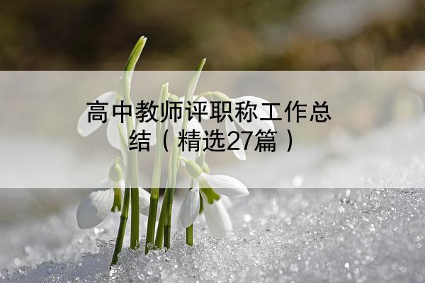 高中教师评职称工作总结（精选27篇）