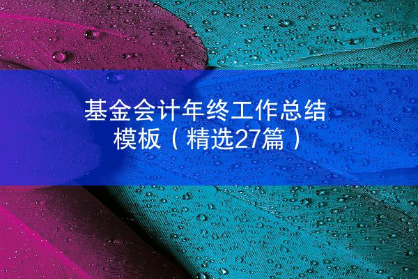 基金会计年终工作总结模板（精选27篇）