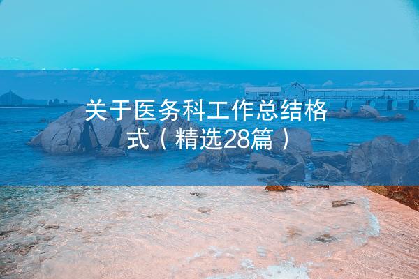 关于医务科工作总结格式（精选28篇）