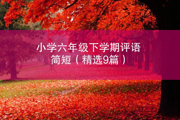 小学六年级下学期评语简短（精选9篇）