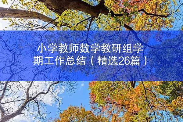 小学教师数学教研组学期工作总结（精选26篇）