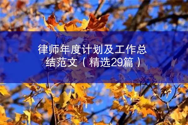 律师年度计划及工作总结范文（精选29篇）