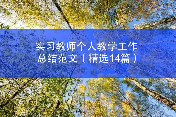 实习教师个人教学工作总结范文（精选14篇）