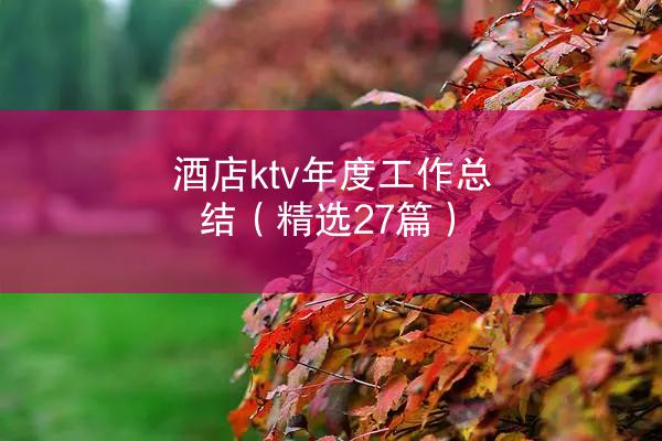 酒店ktv年度工作总结（精选27篇）