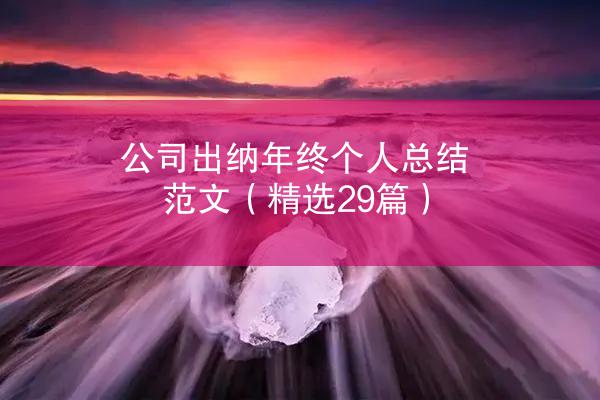 公司出纳年终个人总结范文（精选29篇）