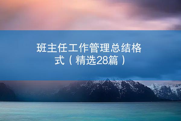 班主任工作管理总结格式（精选28篇）