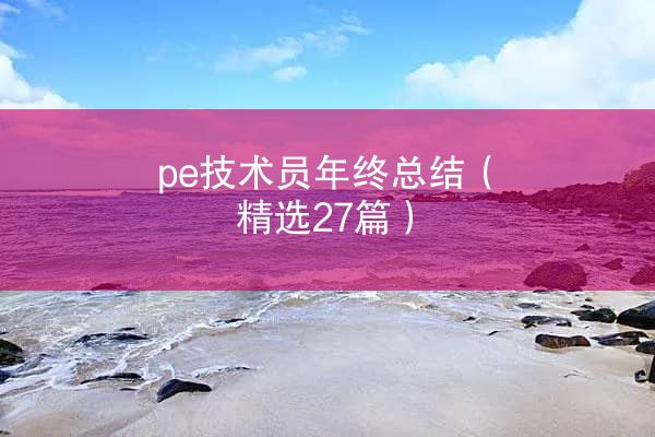 pe技术员年终总结（精选27篇）