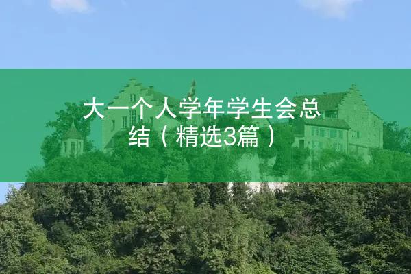 大一个人学年学生会总结（精选3篇）