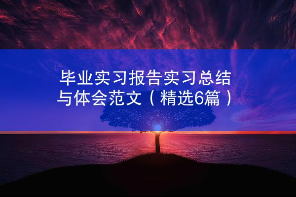 毕业实习报告实习总结与体会范文（精选6篇）