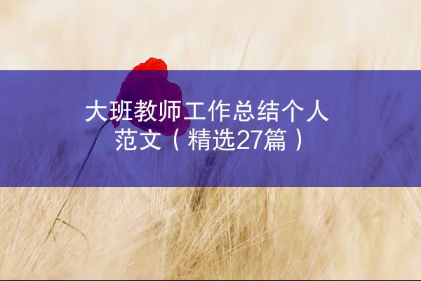 大班教师工作总结个人范文（精选27篇）