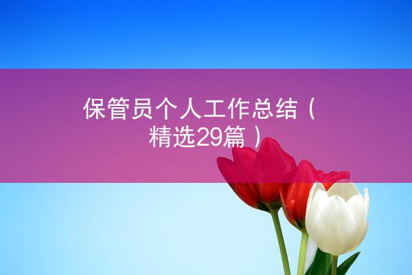 保管员个人工作总结（精选29篇）