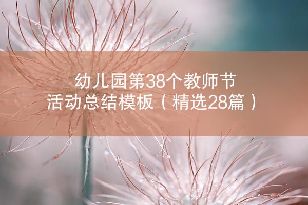 幼儿园第38个教师节活动总结模板（精选28篇）