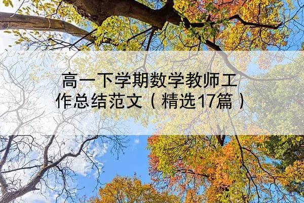 高一下学期数学教师工作总结范文（精选17篇）