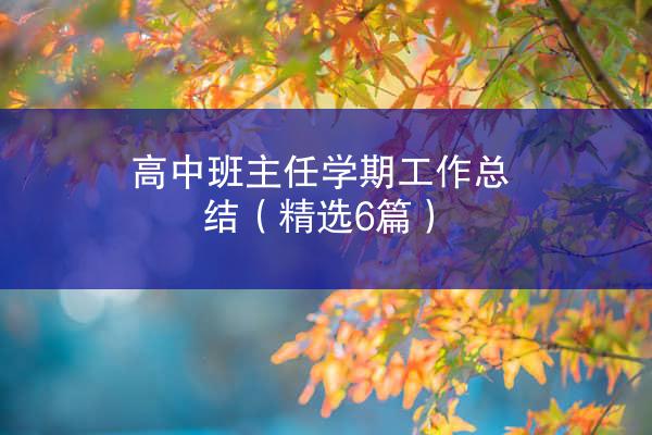 高中班主任学期工作总结（精选6篇）