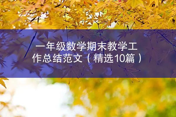 一年级数学期末教学工作总结范文（精选10篇）