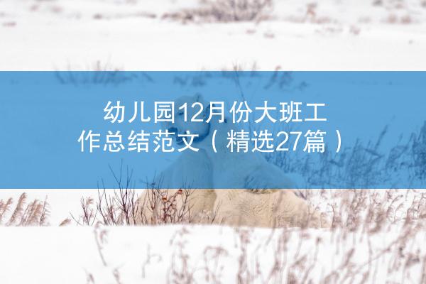 幼儿园12月份大班工作总结范文（精选27篇）