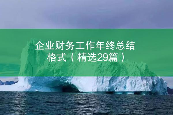 企业财务工作年终总结格式（精选29篇）