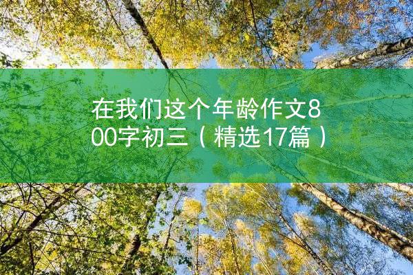 在我们这个年龄作文800字初三（精选17篇）