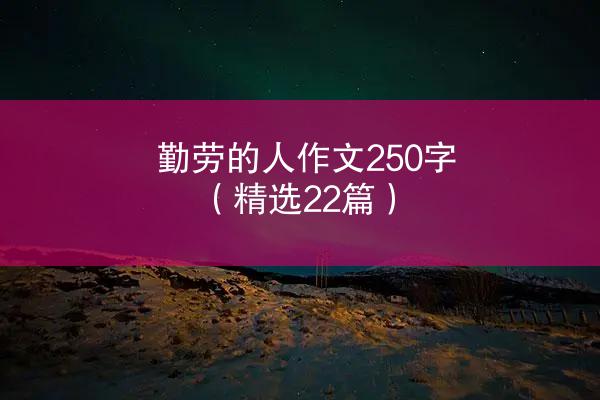 勤劳的人作文250字（精选22篇）